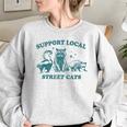 Support-Local-Street-Cat Vintage Raccoon Opossum Skunk Women's Oversized Sweatshirt Sport Grey