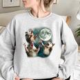 Three Possum Moon 3 Opossum Weird Cursed Meme Women's Oversized Sweatshirt Sport Grey