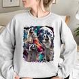 Three Raccoon Moon Oversized Sweatshirt for Women | Fun Meme Style Sport Grey