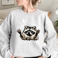 Trash Can Joke Raccoon Women's Oversized Sweatshirt - Humor Theme Sport Grey