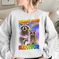 Tummy Ache Survivor Sweatshirt - Playful Women's Oversized Raccoon Sport Grey
