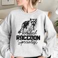 Vintage Raccoon Sweatshirt - Oversized Women's Cozy Style Sport Grey
