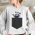 Women's Oversized Sweatshirt | Cute Raccoon in Pocket Design Sport Grey