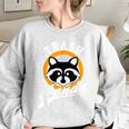Women's Oversized Sweatshirt - Cute Trash Panda Raccoon Design Sport Grey