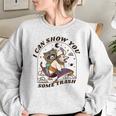 Women's Oversized Sweatshirt - Racoonicorn Fun & Playful Fashion Sport Grey