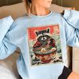 Anime Raccoon Sweatshirt | Women's Oversized Ramen Lovers' Hoodie Light Blue