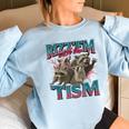 Autistic Raccoon Women's Oversized Sweatshirt – Fun, Cozy Look Light Blue