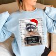 Christmas Raccoon Oversized Women's Sweatshirt - Dear Santa Humor Light Blue