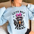 Cute Colorful Raccoon Sweatshirt for Women | Casual Fun Style Light Blue