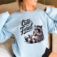 Cute But Feral Panda Raccoon Costume Raccoon Trash Women's Oversized Sweatshirt Light Blue