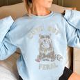 Cute But Feral Sarcastic Raccoon Small Women's Oversized Sweatshirt Light Blue
