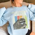 Everything Is Trash Retro Raccoon Lover Camping Women's Oversized Sweatshirt Light Blue