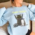 Fun Raccoon & Opossum Women's Sweatshirt | Team Trash Theme Light Blue