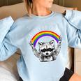 LGBTQ Pride Raccoon Sweatshirt - Rainbow Oversized Women's Top Light Blue