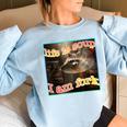 Life Is Soup Raccoon Meme Oversized Women's Sweatshirt | Quirky Humor Light Blue