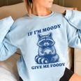 Moody Raccoon Meme Women's Oversized Sweatshirt - Fun & Cozy Light Blue