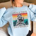 Raccoon Captain - Vintage Women's Oversized Sweatshirt | Nautical Charm Light Blue