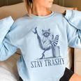 Raccoon Halloween Women's Oversized Sweatshirt - Fun & Playful Light Blue