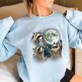 Raccoon Howling Moon | Cursed Women's Oversized Sweatshirt Light Blue