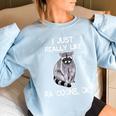 Raccoon Lover Women's Sweatshirt - Cozy Oversized Fit Light Blue