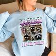 Raccoon Meme Oversized Women's Sweatshirt | Fun & Cozy Apparel Light Blue
