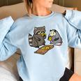 Raccoon & Opossum Pizza Party | Women's Oversized Sweatshirt Light Blue