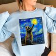Raccoon Starry Night Sweatshirt - Women's Cozy Art-Inspired Wear Light Blue