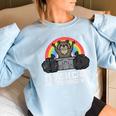 Raccoon & Street Cat Humor Sweatshirt- Oversized for Women & Kids Light Blue