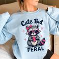 Raccoon Sweatshirt - Oversized Women's Cute & Funny Summer Top Light Blue