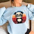 Retro Panda Women's Oversized Sweatshirt - Fun BBQ Style Light Blue