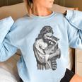 Retro Raccoon Rock Music Men Kids Women Raccoon Women's Oversized Sweatshirt Light Blue