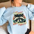 Retro Trash Panda Raccoon Women's Sweatshirt - Oversized Fit Light Blue