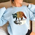 Retro Trashpanda On The Half Moon Vintage Raccoon Women's Oversized Sweatshirt Light Blue