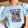 Rizz Em With The Tism Meme Autistic Raccoon Rizz Women's Oversized Sweatshirt Light Blue