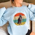 Save the Raccoon Retro Sunset Women's Oversized Sweatshirt Light Blue