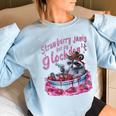 Strawberry Jams Raccoon Women's Oversized Sweatshirt - Fun & Cozy Light Blue