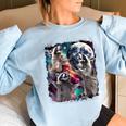 Three Raccoon Moon Oversized Sweatshirt for Women | Fun Meme Style Light Blue