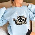 Trash Can Joke Raccoon Women's Oversized Sweatshirt - Humor Theme Light Blue
