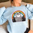 Trash Can Not Trash Can't Raccoon Trash Panda Women's Oversized Sweatshirt Light Blue