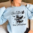 Trendy Raccoon Oversized Sweatshirt | Graphic Fun for Women Light Blue