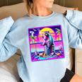 Vaporwave Raccoon Women's Oversized Sweatshirt - Retro Aesthetic Light Blue