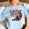 Vintage Coffee Raccoon Women's Oversized Sweatshirt | Cute & Cozy Light Blue