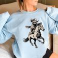 Vintage Cowboy Raccoon Women's Sweatshirt - Retro Western 90s Style Light Blue