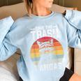 Vintage Retro Save The Trash Pandas Raccoon Women's Oversized Sweatshirt Light Blue