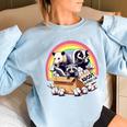 Vintage Women's Sweatshirt - Adopt a Street Cat Opossum Raccoon Skunk Light Blue