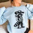 Western Raccoon Cowboy Cowgirl Sweatshirt | Country Style Unisex Women Light Blue