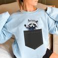 Women's Oversized Sweatshirt | Cute Raccoon in Pocket Design Light Blue