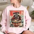Anime Raccoon Sweatshirt | Women's Oversized Ramen Lovers' Hoodie Light Pink
