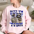 Autistic Raccoon Rizz Women's Oversized Sweatshirt - Fun & Quirky Meme Top Light Pink
