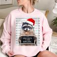 Christmas Raccoon Oversized Women's Sweatshirt - Dear Santa Humor Light Pink